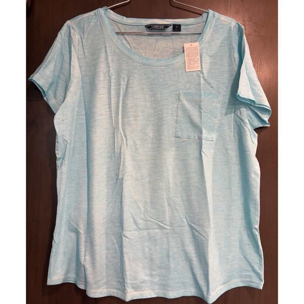 Lands End Jersey Pocket T Soft Turquoise Size Large